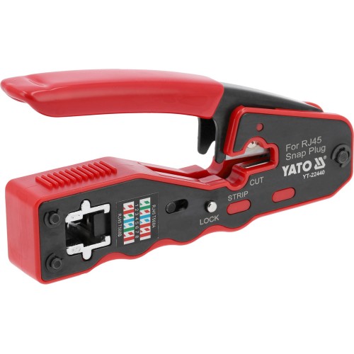 Кліщі для обтискання і зачистки кабелів YATO : RJ45,  L=135 мм YT-22440