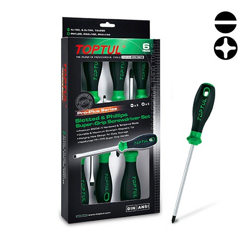 Набір викруток 6 од. хрестові та шліцьові PRO-PLUS SERIES TOPTUL GFE-0601
