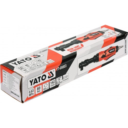 Пневмотрещотка: квадрат- 1/2", 80 Нм, YATO YT-09803