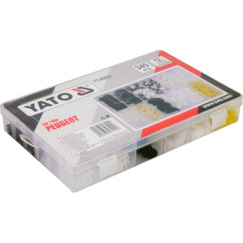 Набор клипс PEUGEOT, разные, 12 типоразмеров, 345 шт. YATO YT-06653