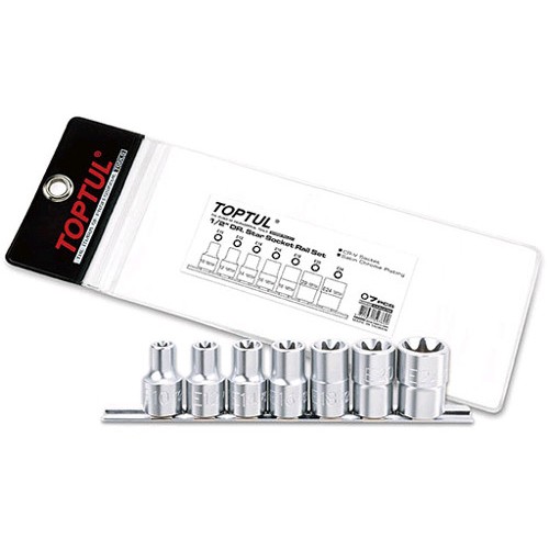 Набор головок TORX 1/2" E10–E24,7 предметов (звезда Давида). TOPTUL GAAG0704