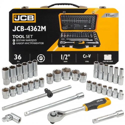 Набор инструмента комбинированный 36 ед. 1/2" (6-гр.) (8-32 мм) JCB Tools JCB-4362M