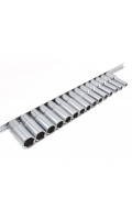Набор головок длинных 1/2" 15ед.   8~19,21,22,24мм   (на планке) TOPTUL GAAQ1606U