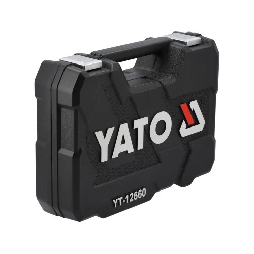 Набор головок торцевых и отверточных насадок YATO: квадрат 1/2", 1/4" с инструментами, 60 элем. YT-12660