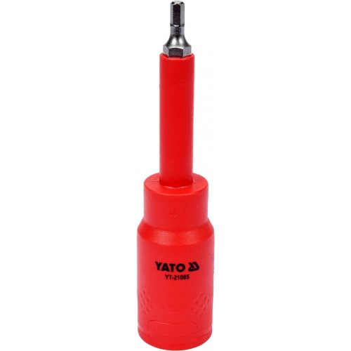 Насадка торцевая диэлектрическая HEX YATO : квадрат 1/2", М= 4 мм L= 120 мм,VDE корпус до 1000В