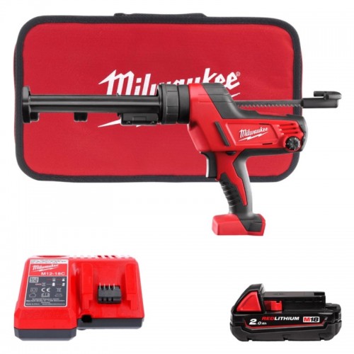 Аккумуляторный пистолет для герметика MILWAUKEE M12 PCG/310C-201B (310 мл, 12 В, с АКБ 2.0 А·ч и ЗУ)