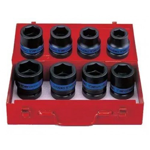 Набор ударных головок 1", 24-41мм,6-гранных,8 предметов. KING TONY 8410MP