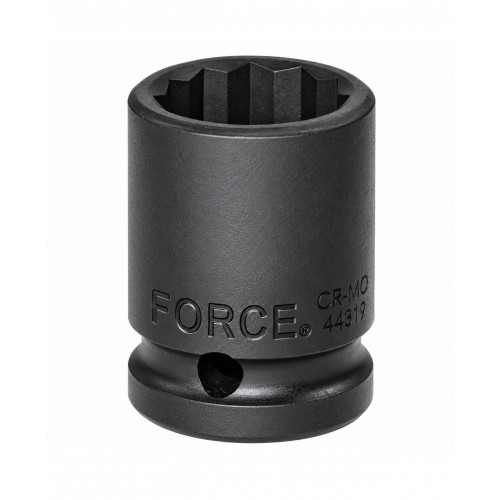 Головка ударна 1/2",12-гранна,19мм, довжина 38мм. FORCE 44819 F
