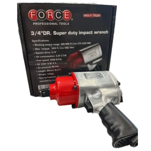 Пневмогайковерт 3/4",1761 Н·м,5500об/мин,с реверсом.FORCE 82566 F