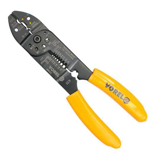 Клещи для обжима и зачистки проводов 0,5–2,5мм²,215мм. VOREL 45012