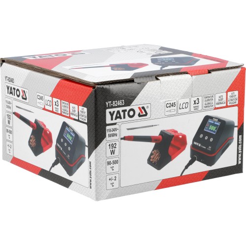 Паяльная станция сетевая 110-230 V YATO; Р= 192 Вт, t°= 90-500°С, жало тип C245, LCD YT-82463