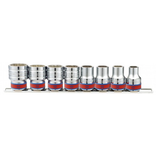 Набір дюймових головок 1/2" (3/8"–7/8"),12-гранних,8 предметів на планці. KING TONY 4010SR