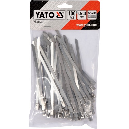 Стальные затяжные хомуты 4,6 х 125 мм (100шт) YATO YT-70560