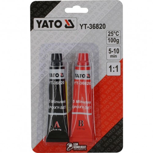 Клей двокомпонентний епоксидний YATO хв по 10 г YT-36820
