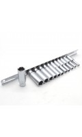 Набор длинных головок 1/4" 4–13мм,12 предметов на планке. TOPTUL GAAQ0802U