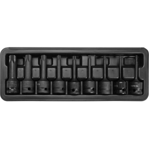 Набір насадок  ударних TORX YATO: квадрат-1/2"; T20-T70; Cr-Mo, 9 шт