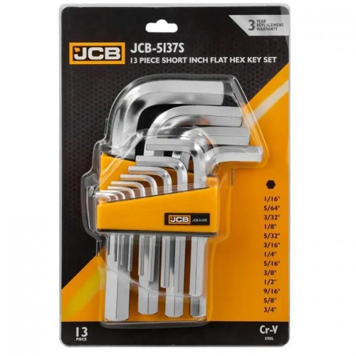 Haбіp Г-oбpазних ключів HEX дюймових 13 од. (1/16-3/4") JCB Tools JCB-5137S