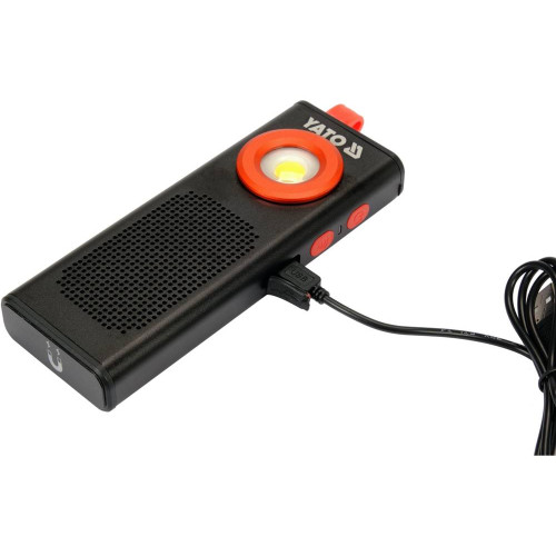 Фонарь светодиодный аккумулорный с POWERBANK YATO Li-Po 3.7 В, 2000 mАч, 500 Lm, + динамик 3W Bluetooth [YT-08557]