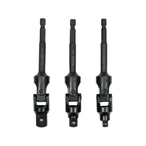 Держатели головок под шуруповерт с карданом YATO: -1/4",3/8",1/2", L=125мм, Cr-V, 3шт YT-04641