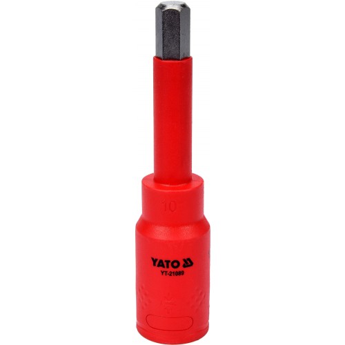 Насадка торцевая диэлектрическая HEX YATO : квадрат 1/2" М= 10 мм L= 120 мм,VDE корпус до 1000В