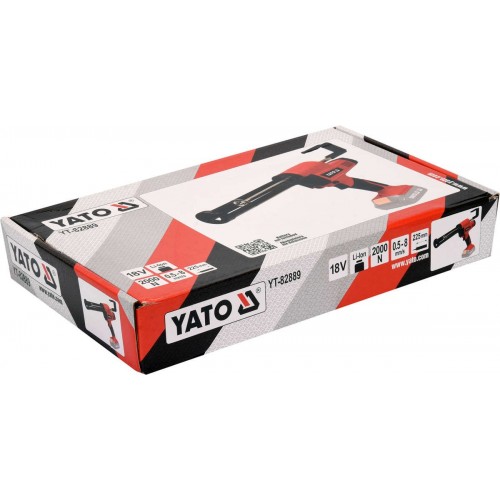 Пистолет для клея и герметика аккумуляторный YATO YT-82889 l=225 мм, 0.5-8мм/с (БЕЗ АККУМУЛЯТОРА) SYSTEM 18 V