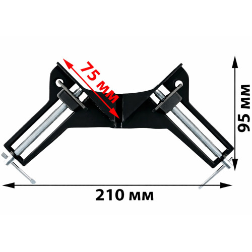 Струбцина угловая для точной фиксации, 90° 75мм, алюминиевая. SPARTA 203205