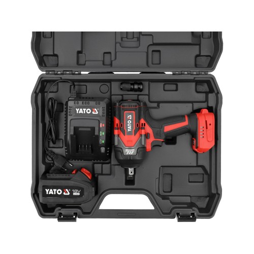 Гайковерт ударный аккумуляторный бесщеточный YATO 1200 Нм,1/2", 18 В Li-Ion 4 АГод, YT-828071