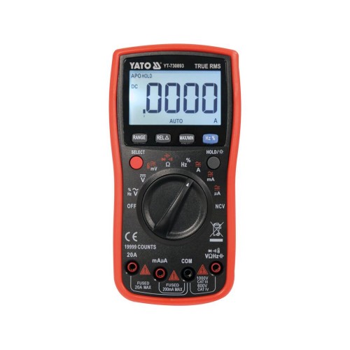 Мультиметр TRUE RMS YATO с LCD-цифровым диапазоном 19999 YT-730893