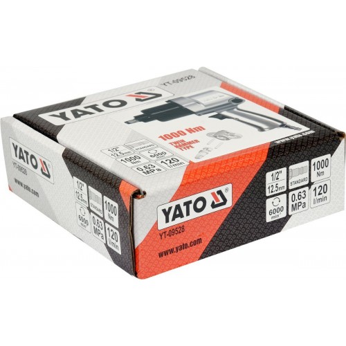 Гайковерт ударний пневматичний YATO: квадрат 1/2", F = 1000 Nm, YT-09528
