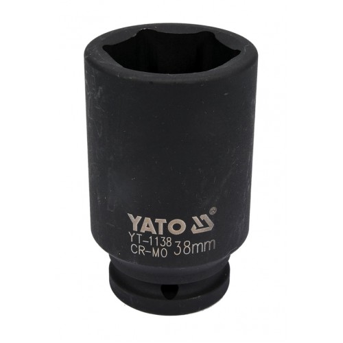 Головка торцевая ударная глубокая 3/4",6-гранная,38мм, длина 90мм. YATO YT-1138