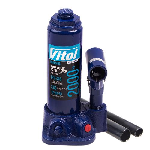 Домкрат бутылочный 2т 181-345 мм в кейсе VITOL T90204S/DB-02006K