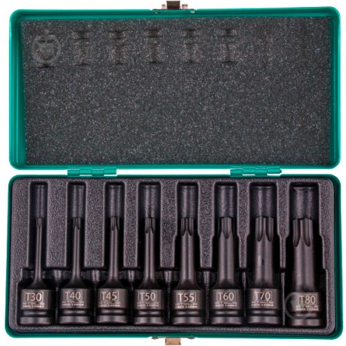 Набор ударных торцевых головок наружных Torx 1/2", в кейсе, 8 шт. Stels