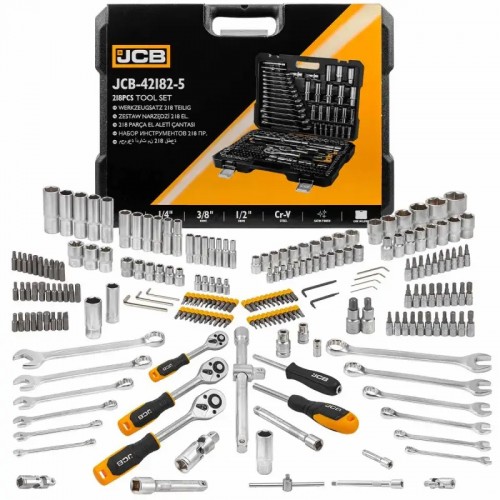 Набір інструменту комбінований 218 од. 1/4", 3/8", 1/2" (6-гр.) (4-22 мм) JCB Tools JCB-42182-5