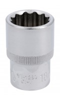 Головка торцева коротка дванадцятигранна 1/2",18мм, довжина 38мм. YATO YT-1280