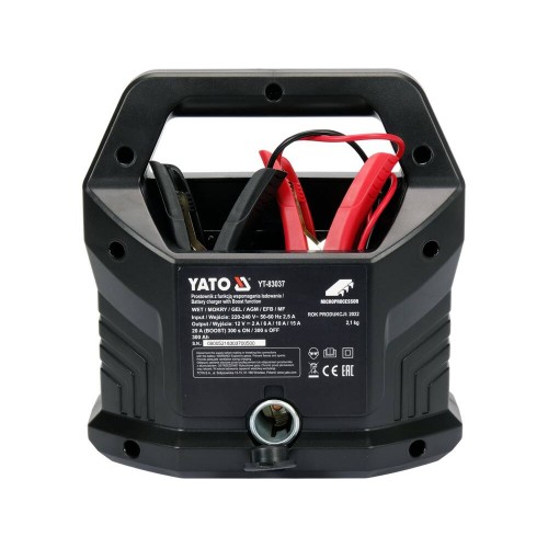 Зарядное устройство с LCD дисплеем YATO к аккумулятам 12V; 2, 6,10,15 А, MAX 300AЧ YT-83037