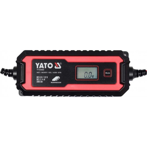 Зарядний прилад мережевий з дисплеєм LCD 230В YATO до акумуляторів 6V-2А 12V-4А, макс. 240 A/ч AGM | EFB