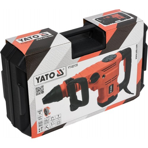 Отбойный молоток электросетевой SDS-MAX P= 1600 Вт, J = 5- 25 Дж. сверло Ø≤ 52 мм YATO YT-82135