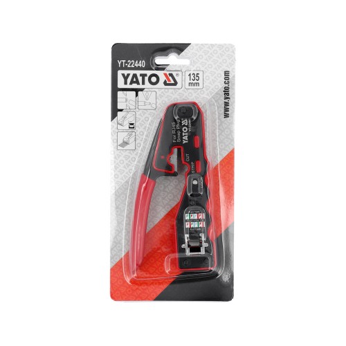 Кліщі для обтискання і зачистки кабелів YATO : RJ45, L=135 мм [10/50]