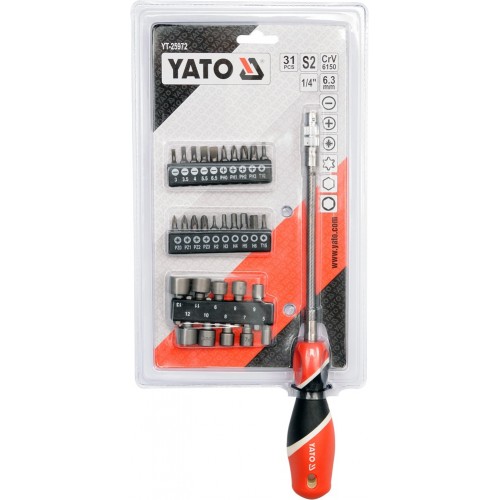 Викрутка гнучка з бітами, 31 предмет YATO YT-25972