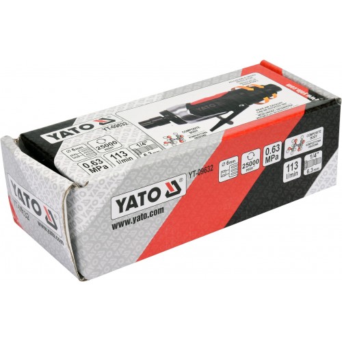 Пряма пневматична шліфувальна машина Ø= 1/4 YATO YT-09632