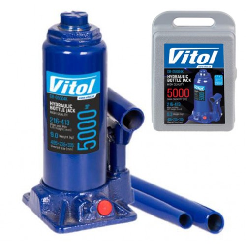 Домкрат бутылочный в кейсе 5т 216-413 мм VITOL (DB-05004K)