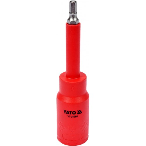 Насадка торцева діелектрична HEX YATO: квадрат 1/2", М = 5 мм L = 120 мм, корпус VDE до 1000В