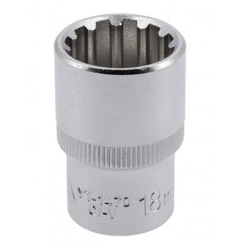 Головка торцевая универсальная Spline,квадрат 1/2",18мм,длина 38мм. YATO YT-1470