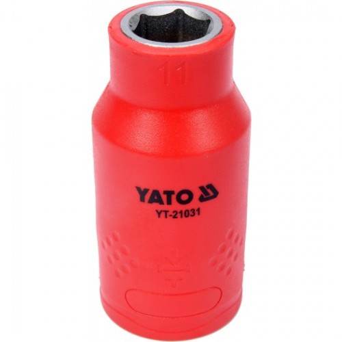Головка торцевая диэлектрическая 6-гранная YATO : квадрат 1/2", М= 11 мм, L= 55/38 мм,VDE корпус до 1000V
