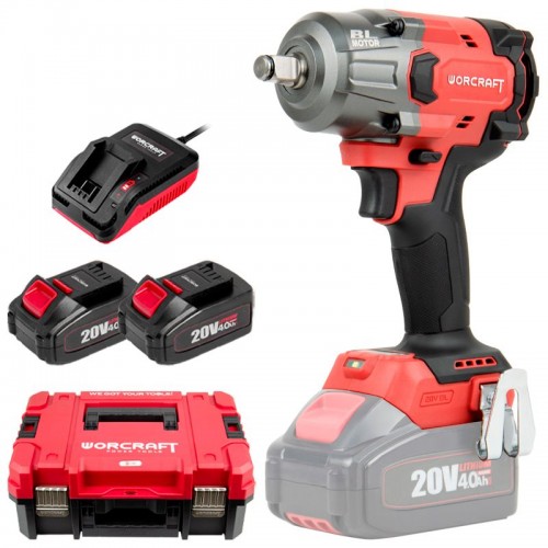 Ударний акумуляторний гайковерт 1/2", 850Нм + 2 АКБ (ONE FOR ALL) WORCRAFT XCUBE006