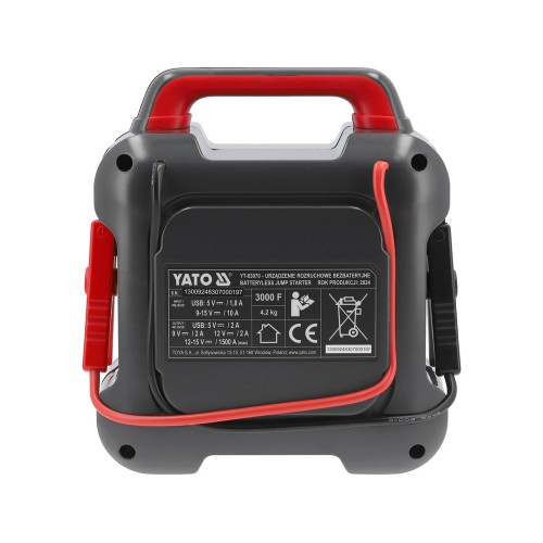 Пусковое устройство YATO 12V 1500A, питание USB 5V, 1.8A: YT-83070