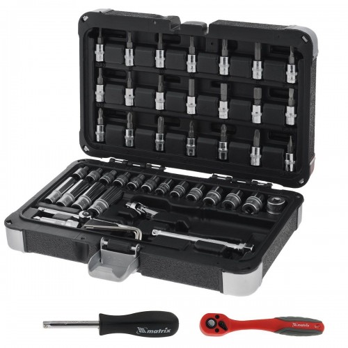 Набор инструмента, 1/4, Cr-V, S2, усиленный кейс, 47 предметов. MATRIX PROFESSIONAL 13550