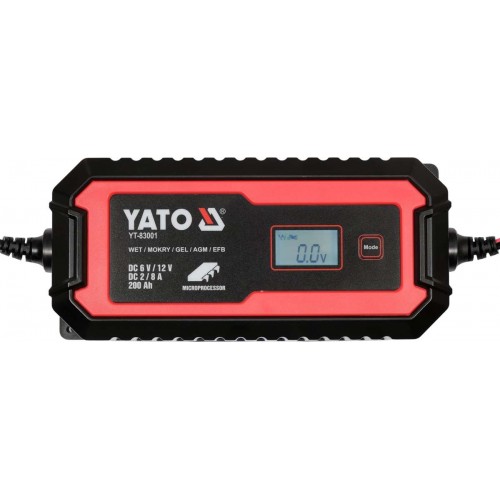 Зарядное устройство LCD к аккумуляторам AGM/EFB/SLA 6V-2А 12V-8А, 240 A/Ч YATO YT-83001