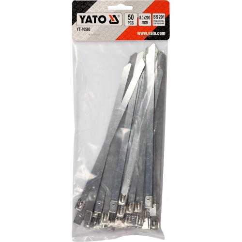 Стальные затяжные хомуты 8,0 х 200 мм (50шт) YATO YT-70580