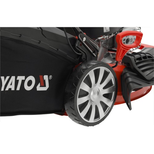 Газонокосарка бензинова YATO з приводом :2,4кВт, ширина різання: Ø= 46см, травозбірник- 62л